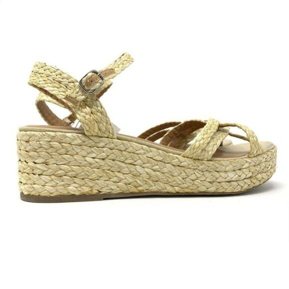 A New Day Luisa Natural Woven Straw Wedge Sandals Strappy Women's Size 11 - Picture 4 of 7